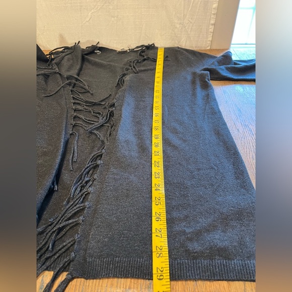 Charcoal Fringe-Trim Open Cardigan – NWOT size M - Picture 5 of 8